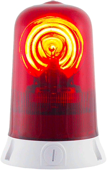RA24R - Segnalatore rotante base piana 24Vcc rosso