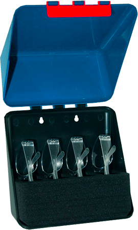 SBB23 - Custodia per 4 paia occhiali coperchio in ABS BLU