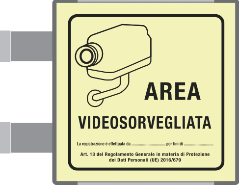 SEML5008BAC - targa bifacciale fotoluminescente METAL Area videosorvegliata