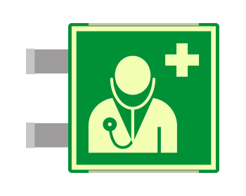 SEMLE15118BAC - targa bifacciale fotoluminescente METAL Presidio medico EN ISO 7010