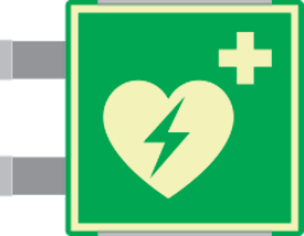 SEMLE15156BAC - targa bifacciale fotoluminescente METAL Defibrillatore EN ISO 7010