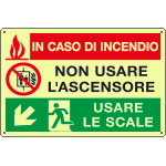 [EL2939P] EL2939P - Cartello PVC luminesc.In caso di incendio discesa sinistra EN ISO 7010