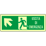[EL720105KP] EL720105KP - Cartello fotoluminescente uscita emergenza alto sinistra EN ISO 7010