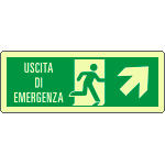 [EL720106XP] EL720106XP - Cartello luminescente DIN uscita di emerg.freccia dx alto EN ISO 7010