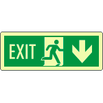 [EL720204WP] EL720204WP - Cartello luminescente DIN Exit freccia indietro EN ISO 7010