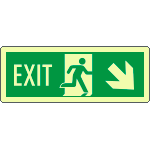 [EL720208KP] EL720208KP - Cartello luminescente DIN Exit freccia basso dx EN ISO 7010