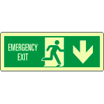 [EL720304KP] EL720304KP - Cartello luminescente DIN Emerg.Exit freccia indietro EN ISO 7010