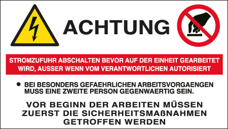 [EYD49530E] EYD49530E - Sign hazard ACHTUNG STROMZUFUHR  EN ISO 7010