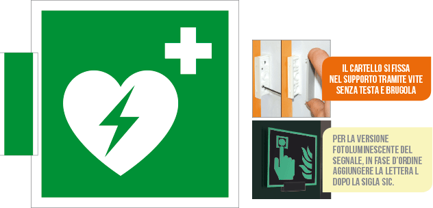 [SICE15156BA] SICE15156BA - sistema COLORFIX VERDE bifacciale Defibrillatore EN ISO 7010