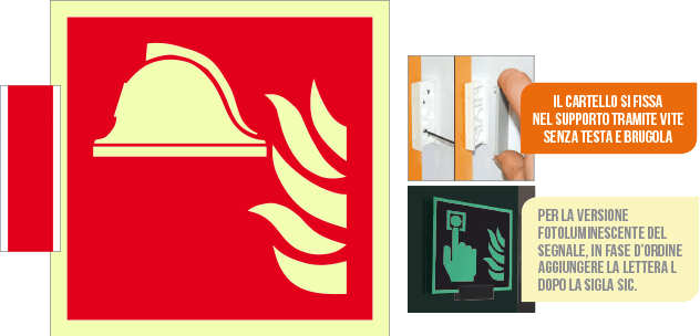 [SICLE15111BG] SICLE15111BG - sistema COLORFIX ROSSO bifacc.luminescente Pres.Antinc.EN ISO 7010