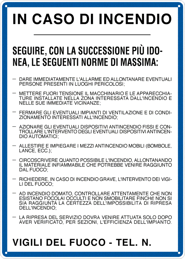 [3749] 3749 - Cartello NORME COMPORTAMENTO CASO INCENDIO