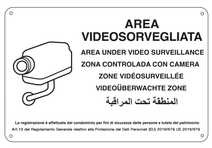 [27358] 27358 - cartello alluminio AREA VIDEOSORVEGLIATA (D.LGS. n.101 del 10/08/2018)