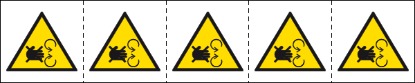 [49655MS] 49655MS - foglio n.5 etichette adesive 60x60 pericolo "trascinamento rotazione"