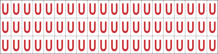 [910U] 910U - Foglio n.60 etichette adesive B/R lettera U