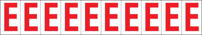 [914E] 914E - Foglio n.10 etichette adesive B/R lettera E