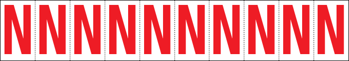 [914N] 914N - Foglio n.10 etichette adesive B/R lettera N