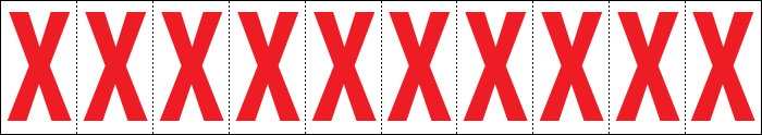 [914X] 914X - Foglio n.10 etichette adesive B/R lettera X