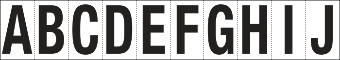[934AJ] 934AJ - Foglio n.10 etichette adesive B/N lettere da A a J
