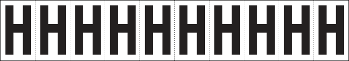 [934H] 934H - Foglio n.10 etichette adesive B/N lettera H