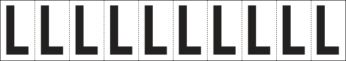 [934L] 934L - Foglio n.10 etichette adesive B/N lettera L