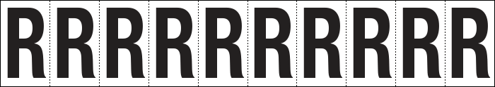 [934R] 934R - Foglio n.10 etichette adesive B/N lettera R