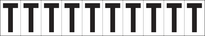 [934T] 934T - Foglio n.10 etichette adesive B/N lettera T