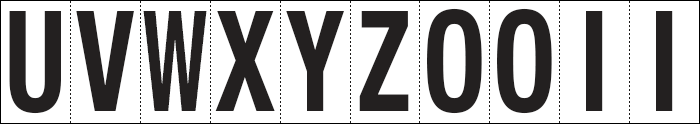 [934UZ] 934UZ - Foglio n.10 etichette adesive B/N lettere da U a Z