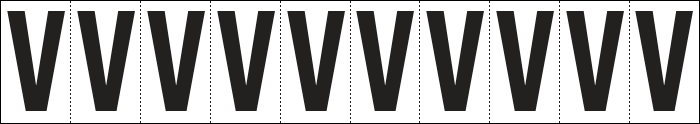 [934V] 934V - Foglio n.10 etichette adesive B/N lettera V