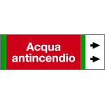 [99B212NBD] 99B212NBD - foglio da 5 etichette fondo rosso "ACQUA ANTINCENDIO" destra