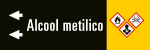 [99C250NBS] 99C250NBS - foglio da 5 etichette fondo nero "ALCOOL METILICO" sinistra