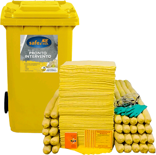 [ASCK360] ASCK360 - kit serie CHIMICI SAFE IN colore GIALLO in bidone carrellato da 360 lt
