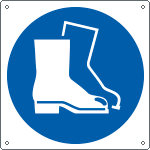 [E1355Y] E1355Y - Cartello obbligo uso scarpe protettive EN ISO 7010