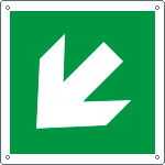 [E15105Y] E15105Y - Cartello emergenza freccia diagonale solo simbolo EN ISO 7010