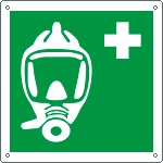 [E15149W] E15149W - Cartello emergenza autorespiratore per evacuazione EN ISO 7010 E029