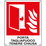 [E201391W] E201391W - Cartello sicurezza porta tagliafuoco a norma EN ISO 7010 simbolo+testo