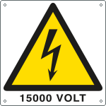[E400722W] E400722W - Cartello pericolo 15000 Volt EN ISO 7010