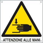 [E401601W] E401601W - Cartello pericolo attenzione alle mani EN ISO 7010