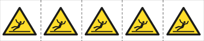 [E49614MS] E49614MS - foglio n.5 etichette adesive 60x60 Pericolo zona scivolosa..EN ISO7010