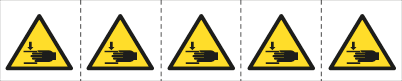 [E49616MS] E49616MS - foglio n.5 etichette adesive 60x60 Pericolo schiamento .....EN ISO7010