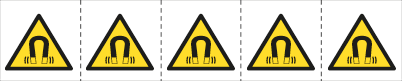 [E49627MS] E49627MS - foglio n.5 etichette adesive 60x60 Pericolo campo magn....EN ISO 7010