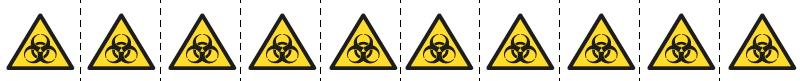[E49631NS] E49631NS - foglio n.10 etichette adesive 30x30 Pericolo biologico EN ISO 7010