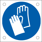 [E49854M] E49854M - Cartello bordo macchina  obbligo uso guanti protettivi EN ISO 7010