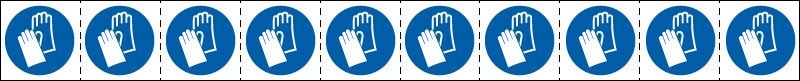 [E49854NS] E49854NS - foglio n.10 etichette adesive 30x30 Obbligo uso guanti...EN ISO 7010