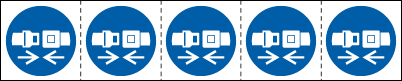 [E49890MS] E49890MS - foglio n.5 etichette adesive 60x60 Obbligo cintura sic...EN ISO 7010
