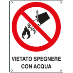 [E620601KS] E620601KS - Etichetta adesiva divieto vietato spegnere con acqua EN ISO 7010.