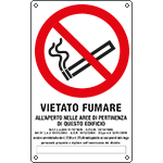 [E630111W] E630111W - Cartello vietato fumare all'aperto in questo edificio + spazio scrivib