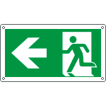 [E715101KS] E715101KS - etichetta uscita di emergenza freccia a sinistra EN ISO 7010