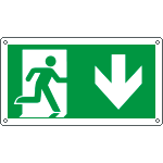 [E715104KS] E715104KS - Etichetta adesiva uscita di emergenza freccia indietro EN ISO 7010