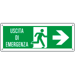 [E720102K] E720102K - Cartello uscita di emergenza freccia a destra e scritta EN ISO 7010
