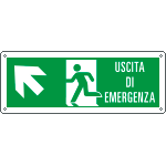 [E720105K] E720105K - Cartello uscita di emergenza freccia alto sx  Uscita Em.EN ISO 7010